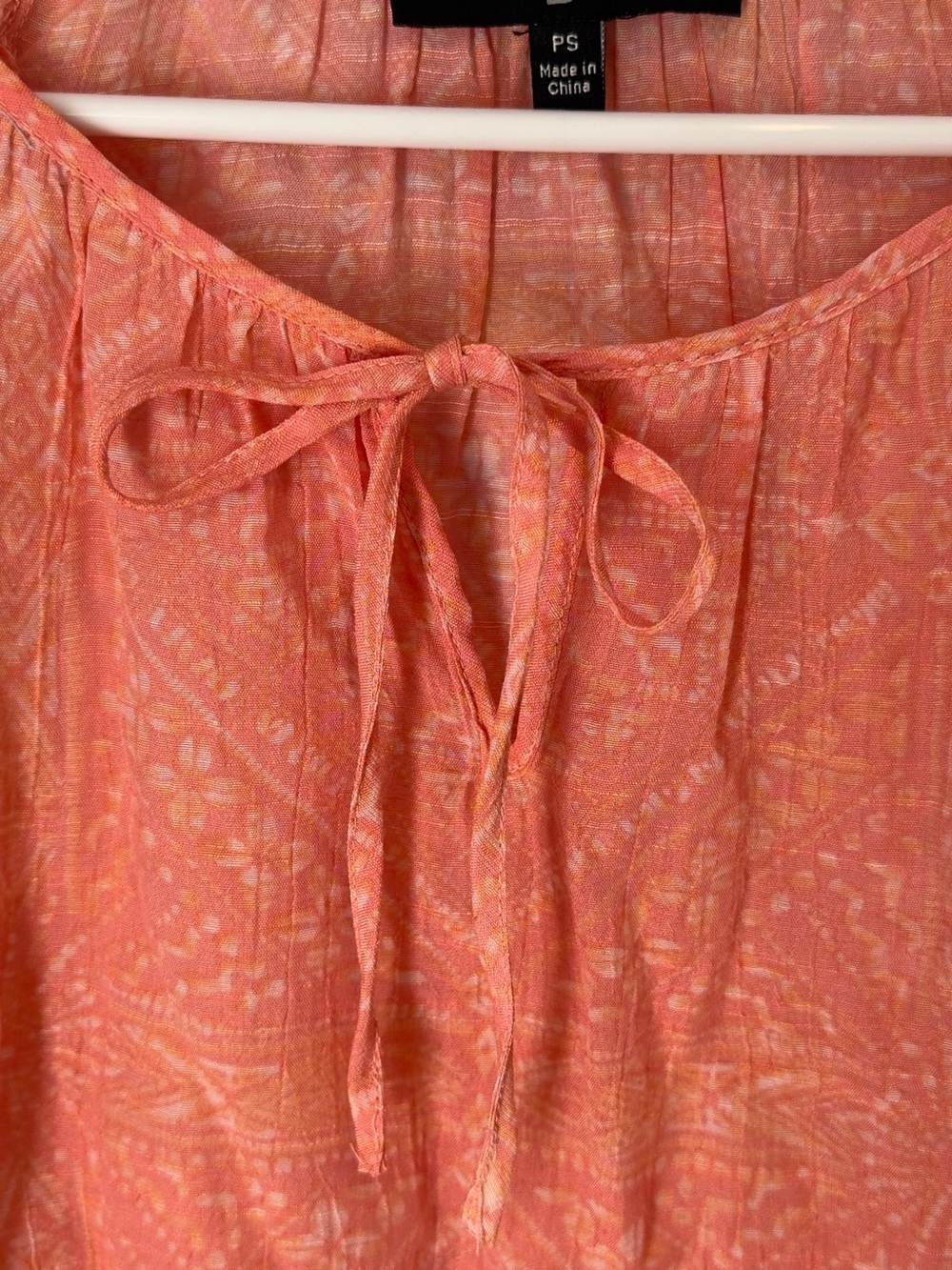 Fred David Coral Tie-Front Peasant Blouse Size Small Petite - Picture 2 of 7